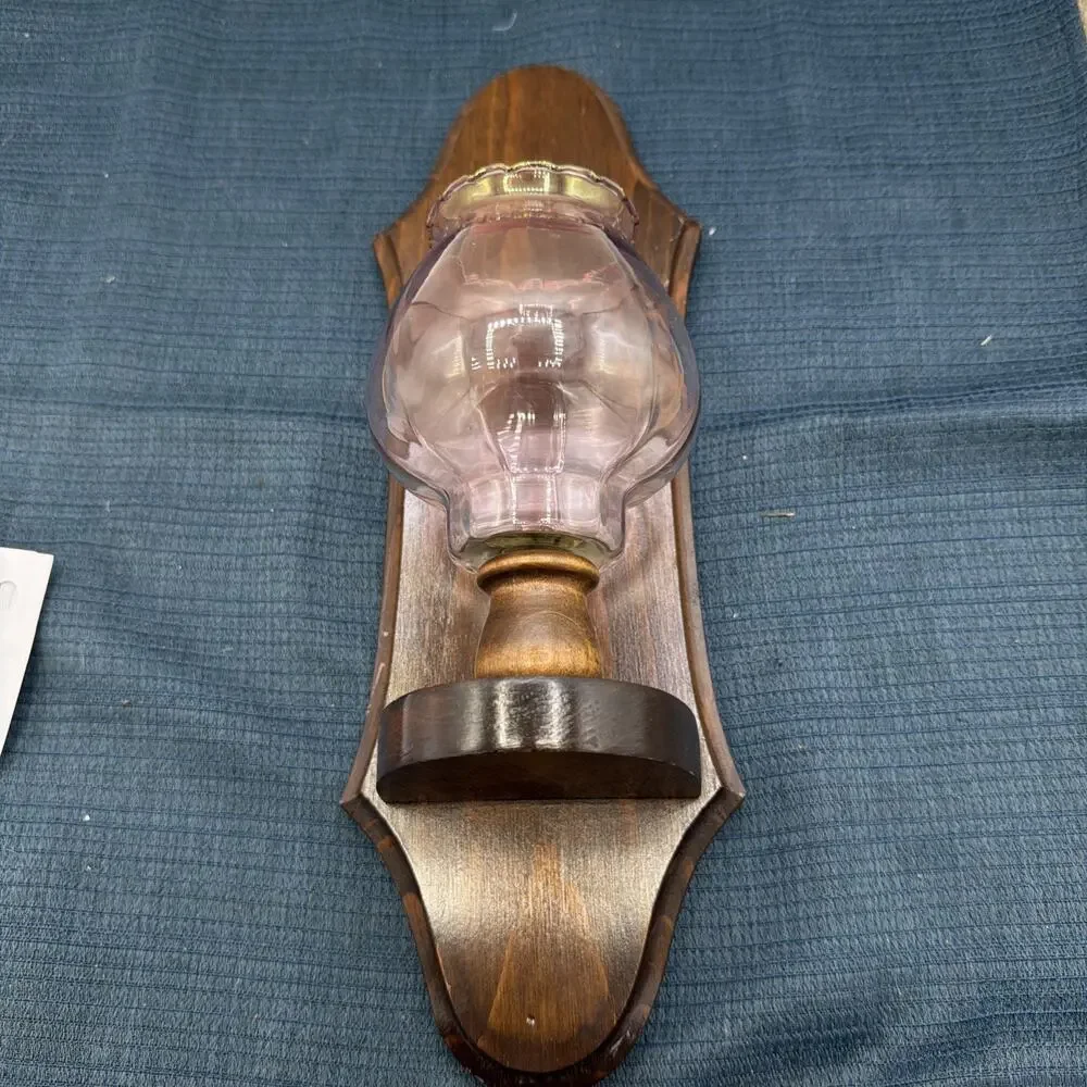 Vtg Harvest Gold Tulip Sconces Wood